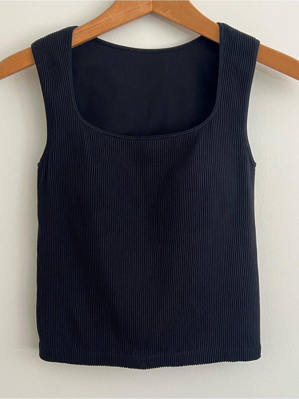 Uniqlo Black Ribbed Square-Neck Tank Top